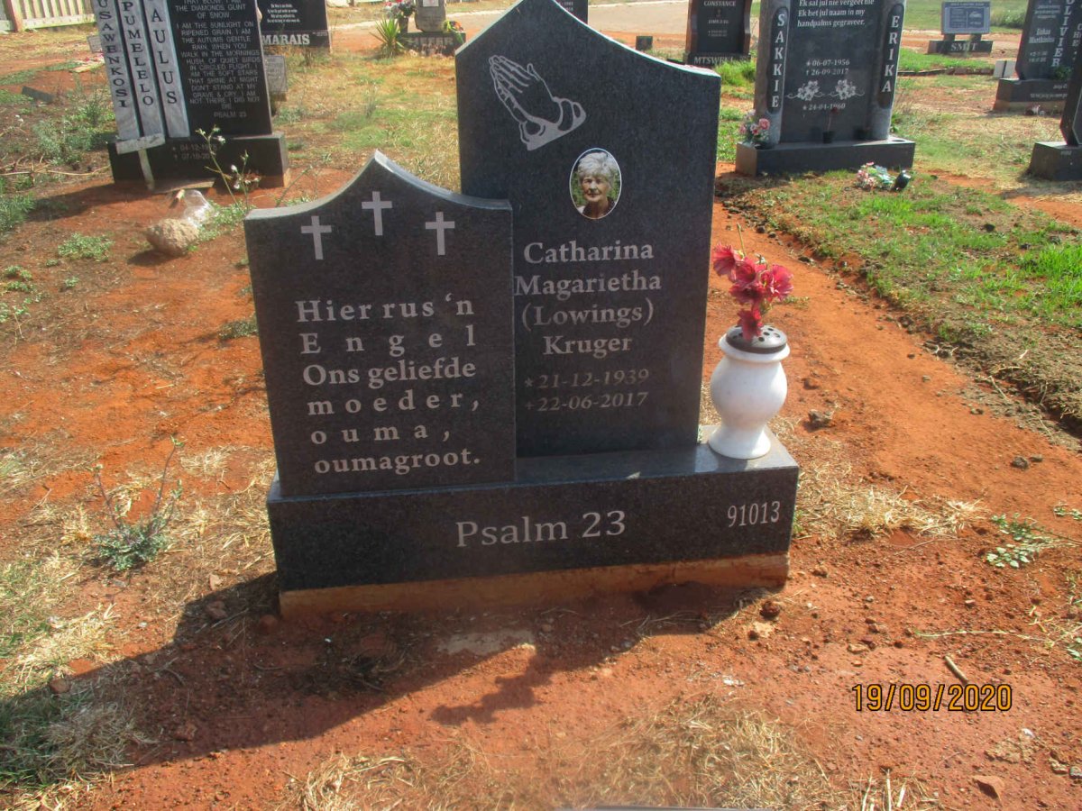 KRUGER Catharina Magarietha nee LOWINGS 1930-2017