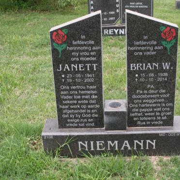 NIEMANN Brian W. 1938-2014 &amp; Janett 1941-2002