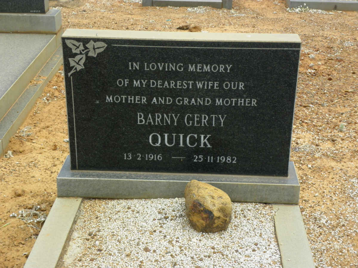 QUICK Barny Gerty 1916-1982