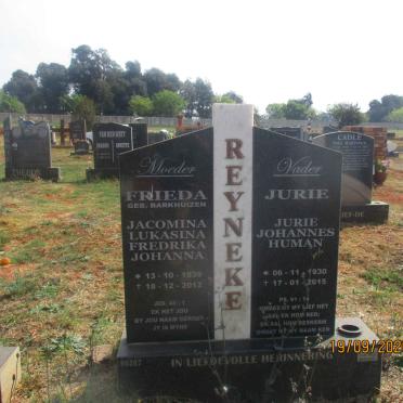 REYNEKE Jurie Johannes Human 1930-2015 &amp; Jacomina Lukasina Fredrika Johanna BARKHUIZEN 1939-2012