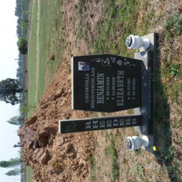 RHEEDERS Benjamin 1948-2010 &amp; Elizabeth 1951-2011