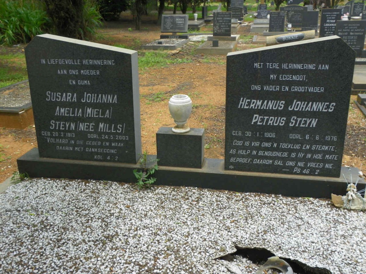 STEYN Hermanus Johannes Petrus 1906-1976 &amp; Susara Johanna Amelia MILLS 1913-2003