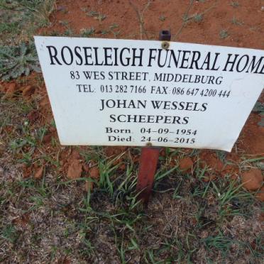 SCHEEPERS Johan Wessels 1954-2015