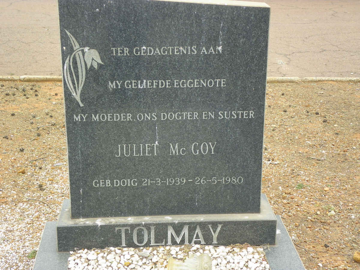 TOLMAY Juliet McGOY 1939-1980