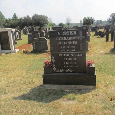 VISSER Gerhardus Johannes 1918-2004 &amp; Petronella Louisa 1931-2015