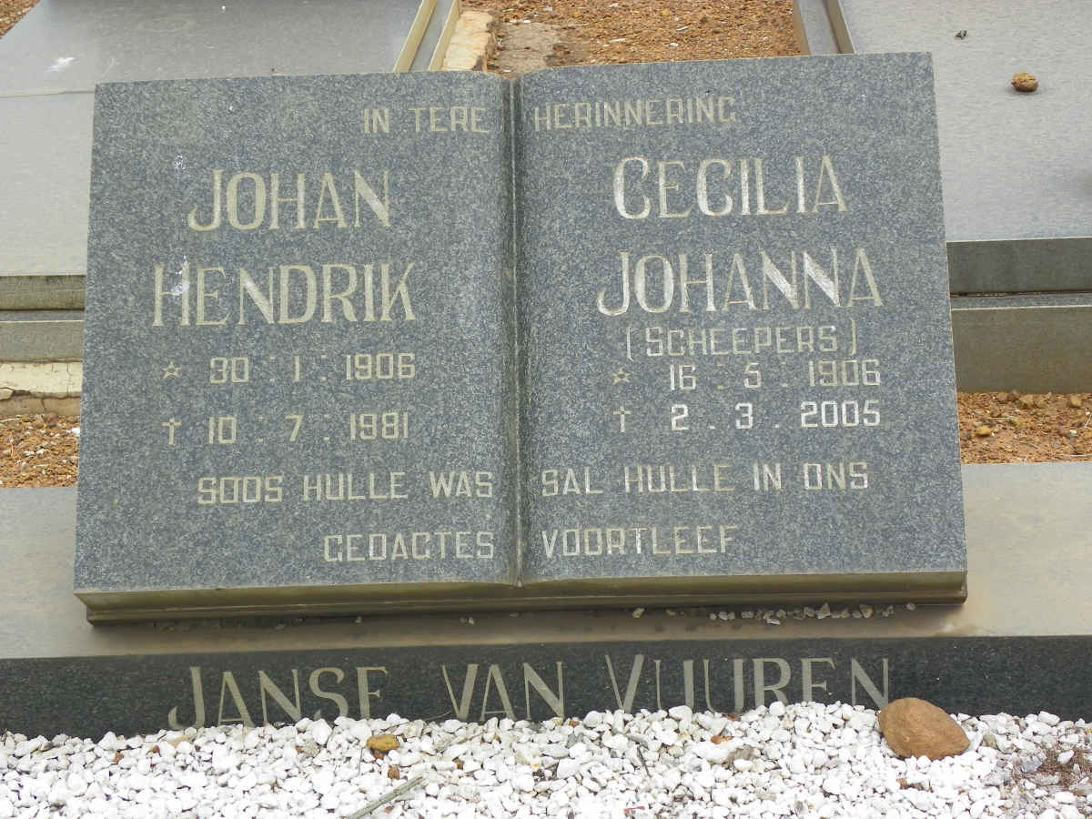 VUUREN Johan Hendrik, Janse van 1906-1981 &amp; Cecilia Johanna SCHEEPERS 1906-2005