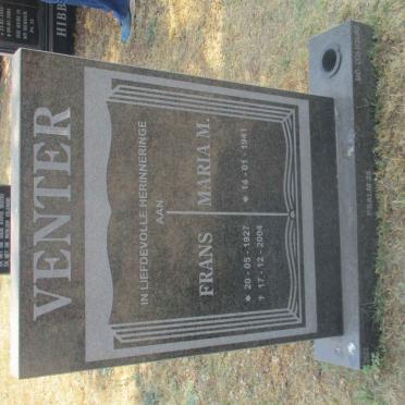 VENTER Frans 1927-2004 &amp; Maria M. 1941-