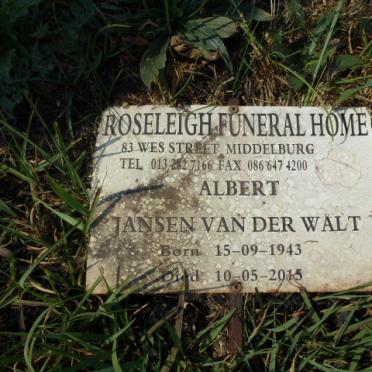 WALT Albert, Jansen van der 1943-2015