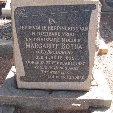 BOTHA Margarite nee BROODRYK 1895-1927