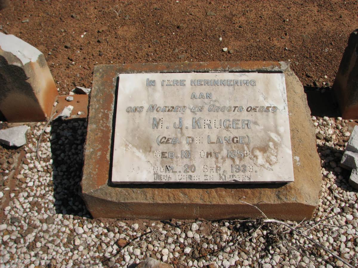 KRUGER M.J. nee DE LANGE 1856-1939