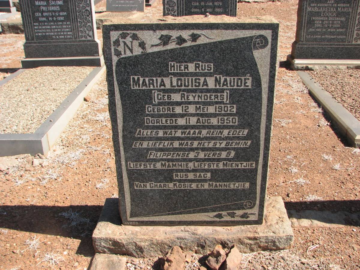 NAUDÉ Maria Louisa nee REYNDERS 1902-1950
