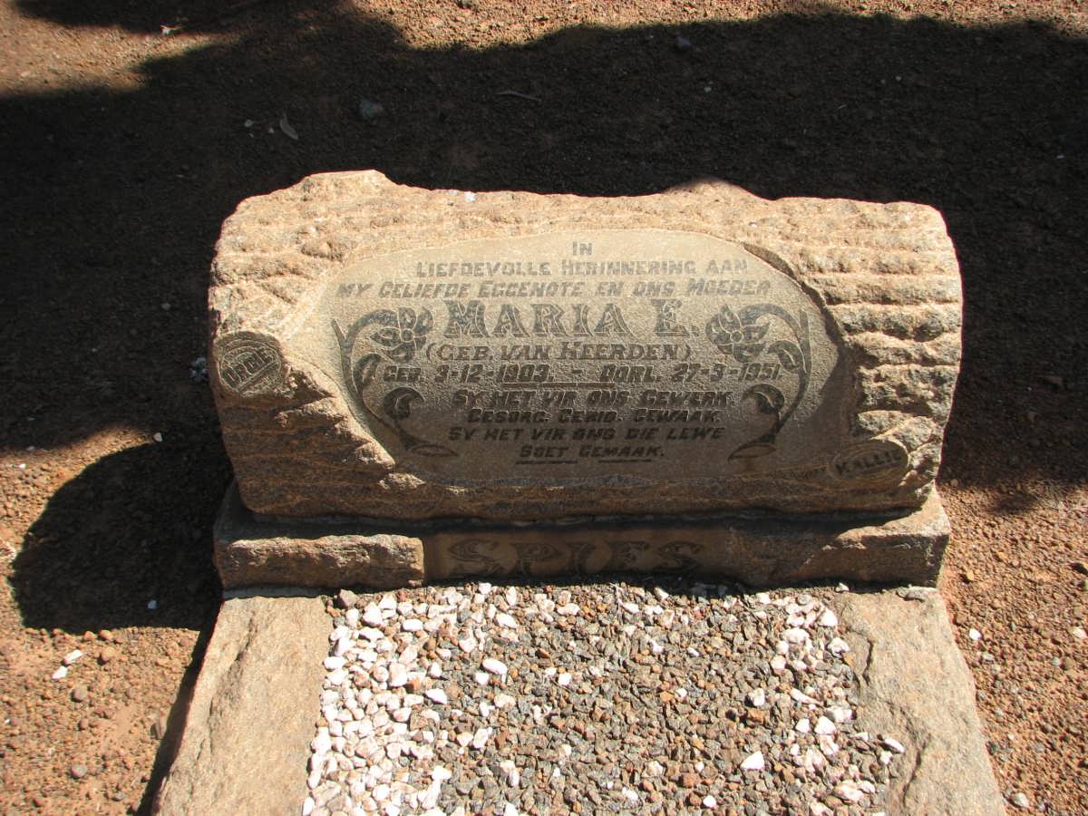 SPIES Maria E. nee VAN HEERDEN 1903-1951