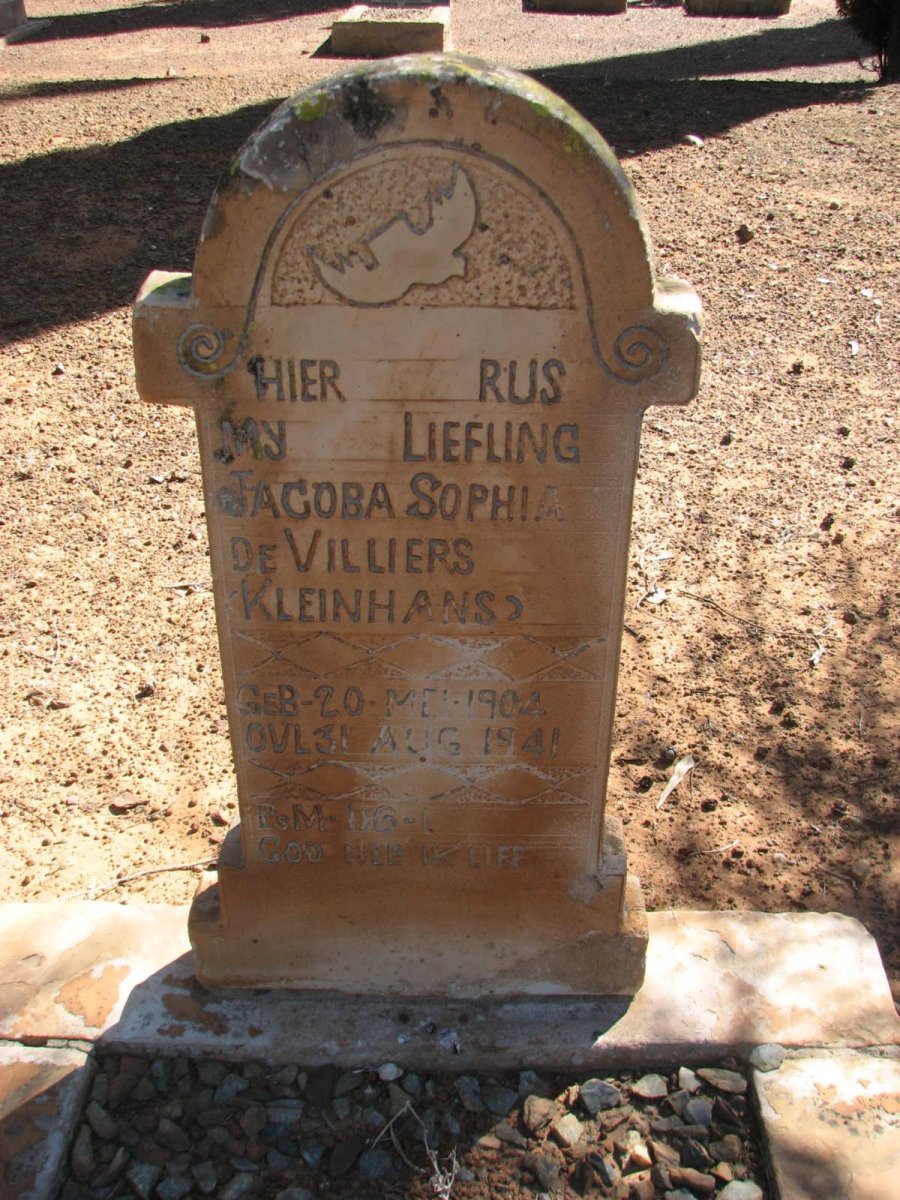 VILLIERS Jacoba Sophia, de nee KLEINHANS 1902-1941