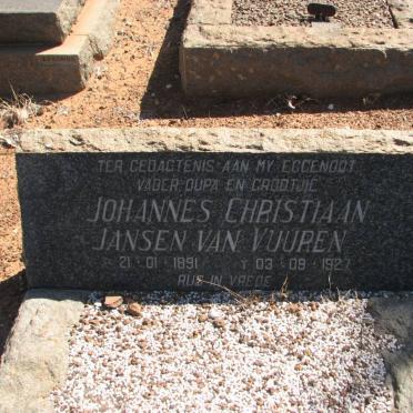 VUUREN Johannes Christiaan, Jansen van 1891-1927