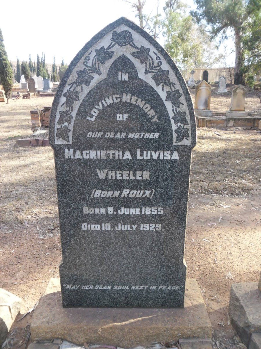 WHEELER Magrietha Luvisa nee ROUX 1855-1929
