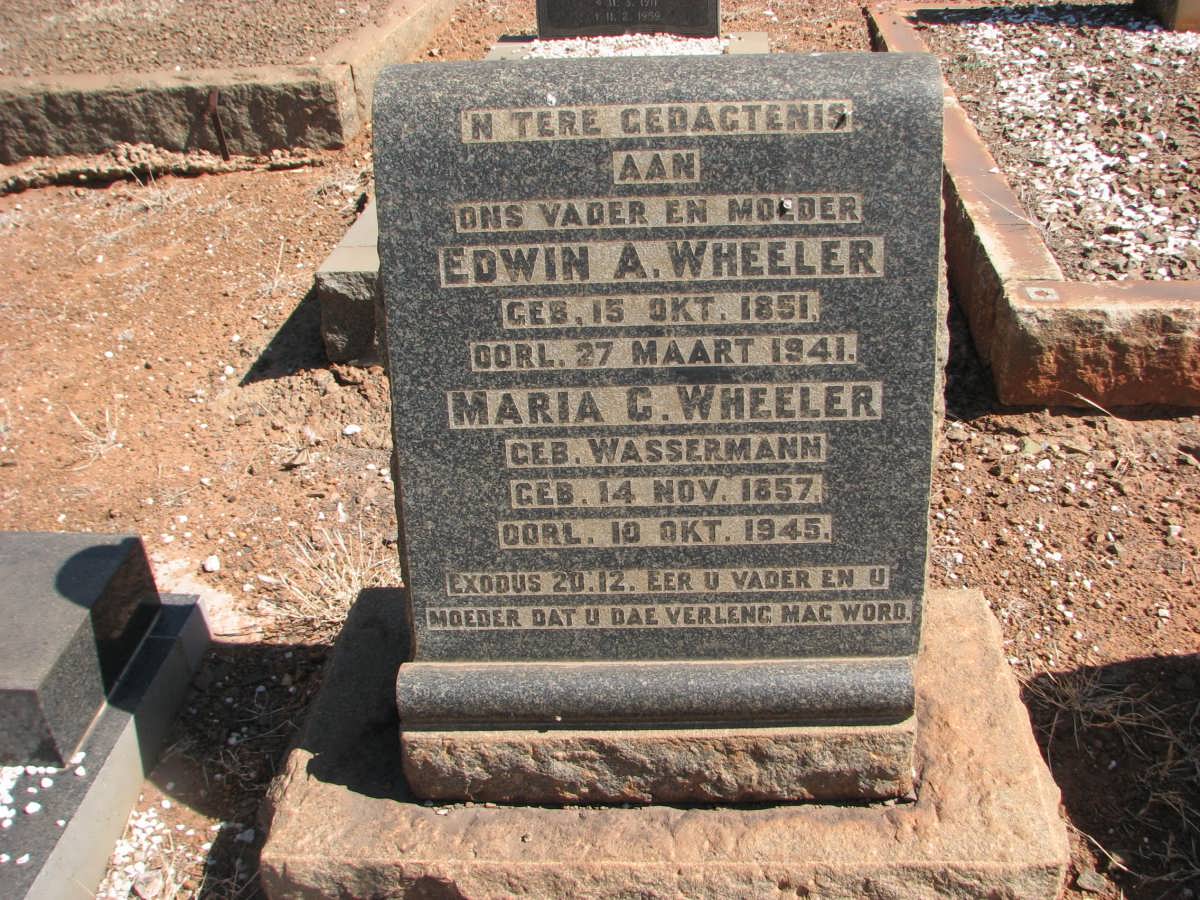 WHEELER Edwin A. 1851-1941 &amp; Maria C. WASSERMANN 1857-1945
