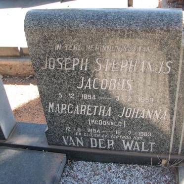 WALT Joseph Stephanus Jacobus, van der 1894-1959 &amp; Margaretha Johanna McDONALD 1894-1983