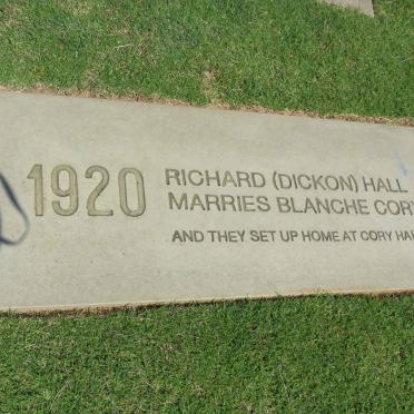 11. Richard (Dickon) HALL marries Blanche CORY and they set up home at Cory Hall 1920