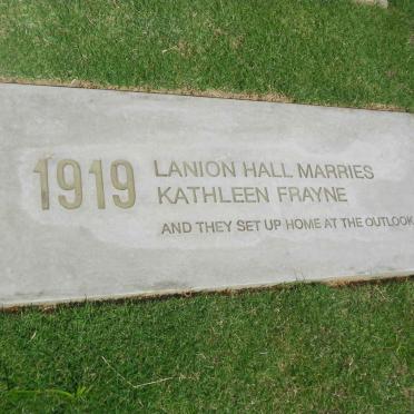 10. Lanion HALL marries Kathleen FRAYNE and they set up home at the Outlook 1919