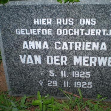 MERWE Anna Catriena, van der 1925-1925