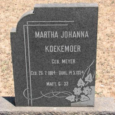 KOEKEMOER  Martha Johanna nee MEYER 1884-1954