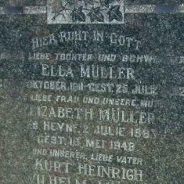 MULLER Kurt Heinrich Wilhelm 1860-?? &amp; Elizabeth HEYNE 1887-1948, MULLER Ella 1911-19?2