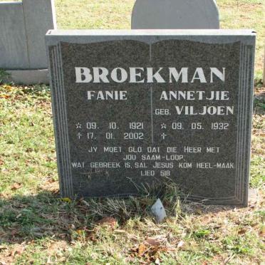 BROEKMAN Fanie 1921-2002 &amp; Annetjie VILJOEN 1932-