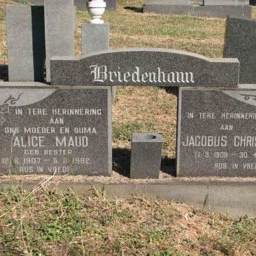 BRIEDENHANN Jacobus Christiaan 1909-1976 &amp; Alice Maud BESTER 1907-1982