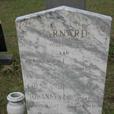BARNARD Coenraad Johannes 1915-1983 &amp; Elsie Dorothea 1931-