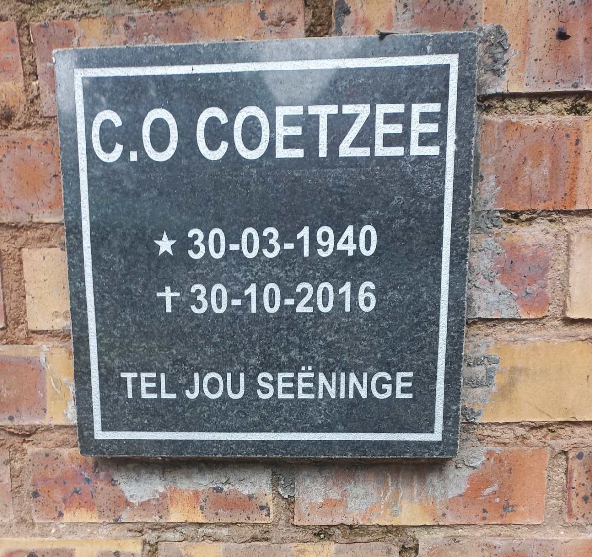 COETZEE C.O. 1940-2016