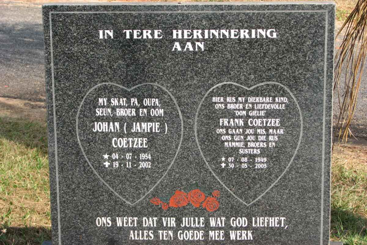 COETZEE Frank 1949-2005 :: COETZEE Johan 1954-2002