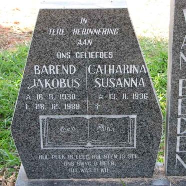 EEDEN Barend Jakobus, van 1930-1989 &amp; Catharina Susanna 1936-