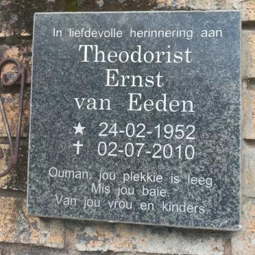 EEDEN Theodorist Ernst, van 1952-2010