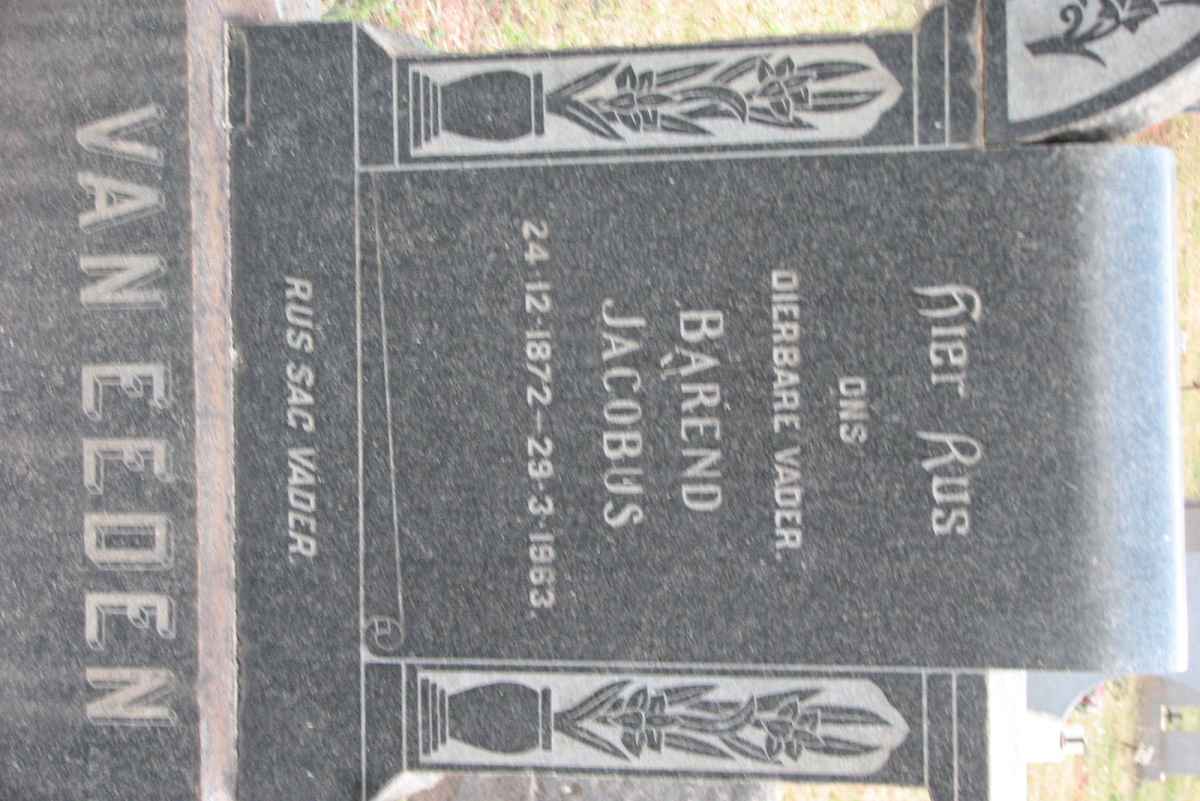 EEDEN Barend Jacobus, van 1872-1963