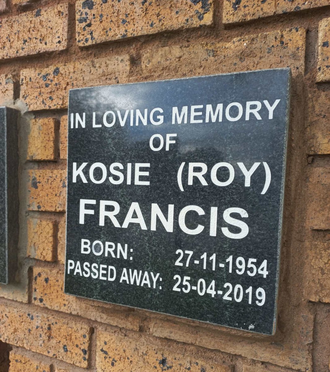 FRANCIS Kosie 1954-2019