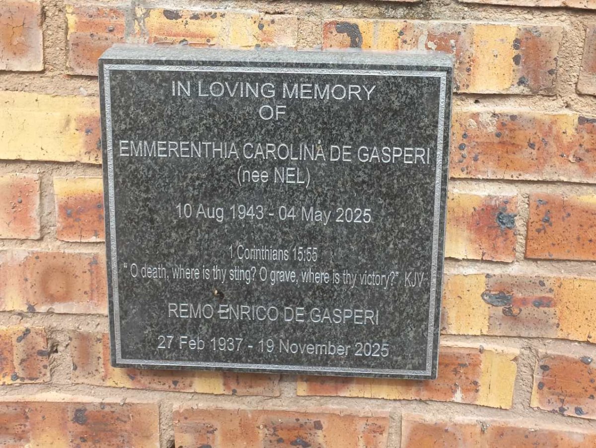 GASPERI Remo Enrico, de 1937-2025 & Emmerenthia Carolina NEL 1943-2025