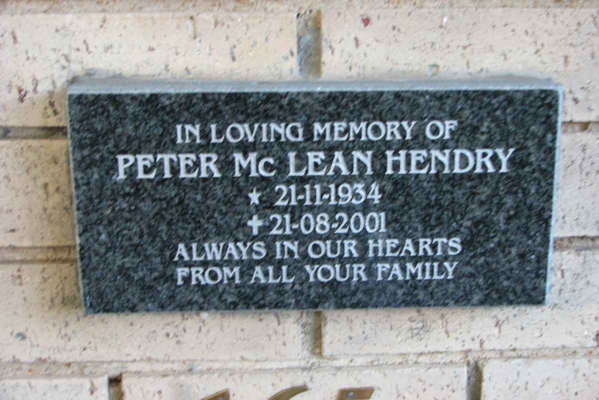 HENDRY Peter McLean 1934-2001
