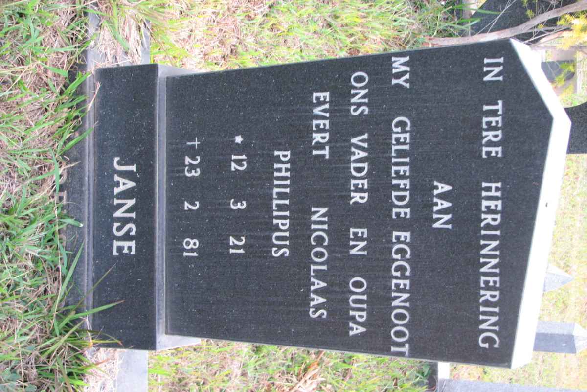 JANSE Evert Nicolaas Phillipus 1921-1981
