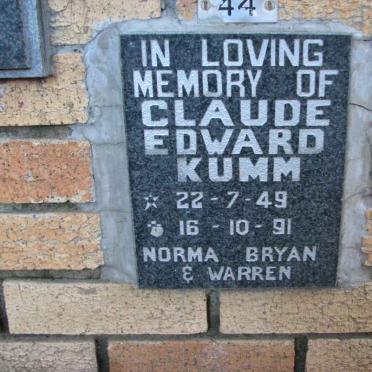 KUMM Claude Edward 1949-1991