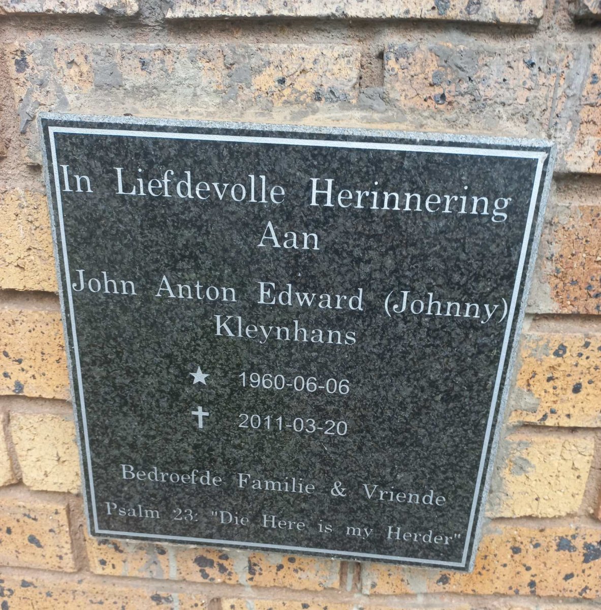 KLEYNHANS John Anton Edward 1960-2011