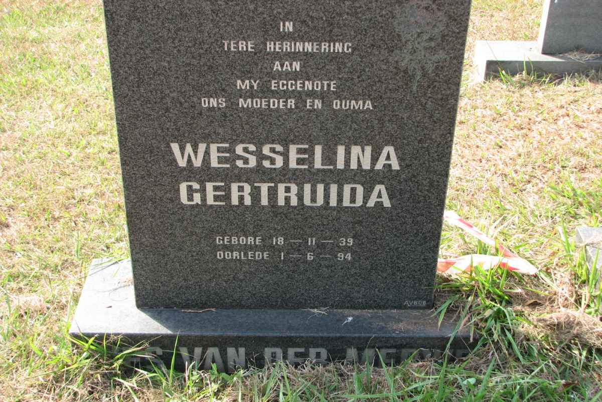 MERWE Wesselina Gertruida, van der 1939-1994