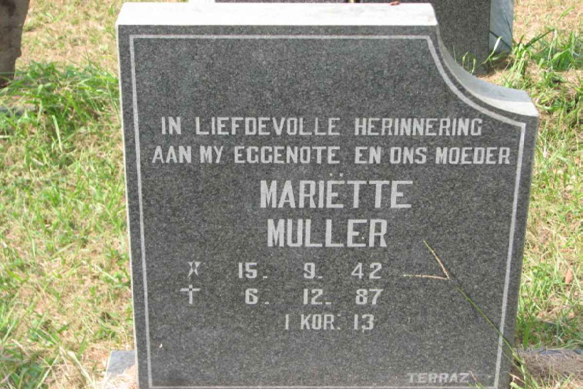 MULLER Mariëtte 1942-1987