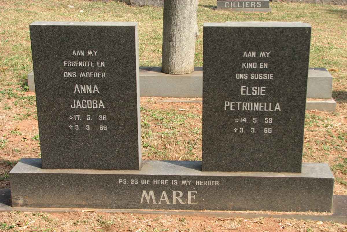 MARE Anna Jacoba 1936-1966 :: MARE Elsie Petronella 1958-1966