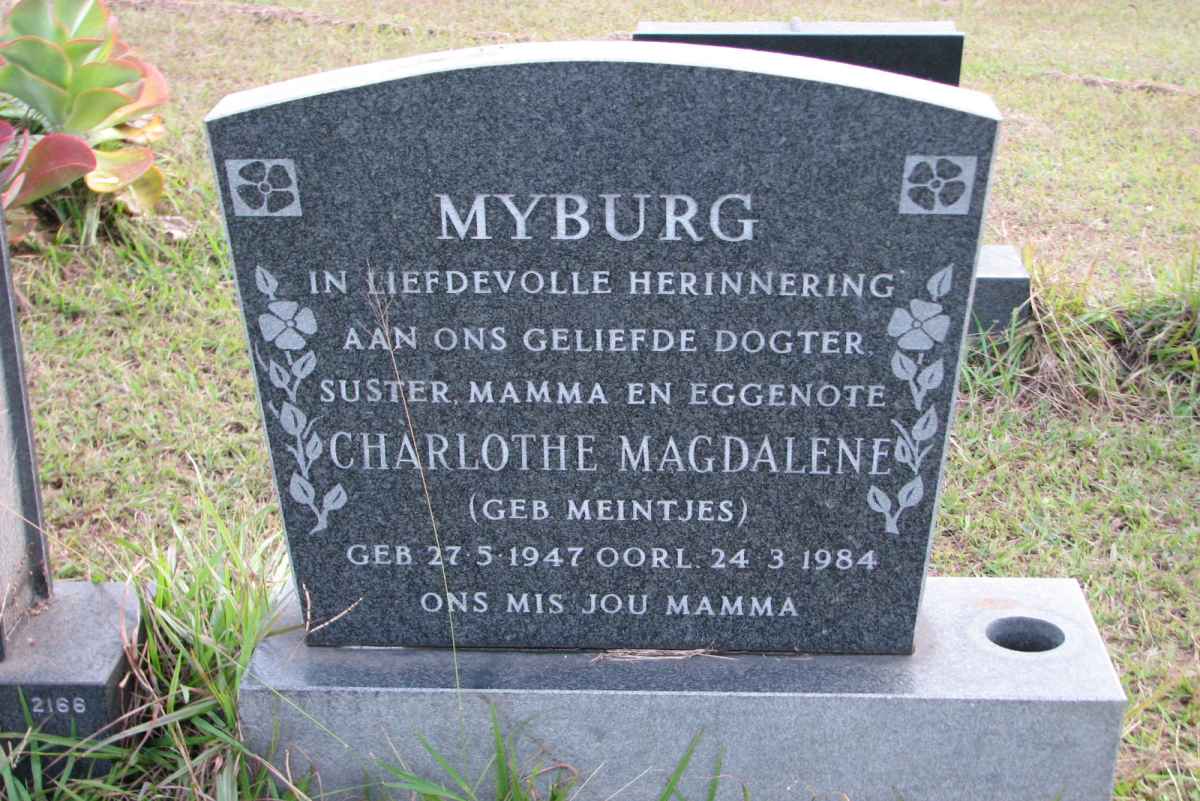 MYBURG Charlothe Magdalene nee MEINTJES 1947-1984