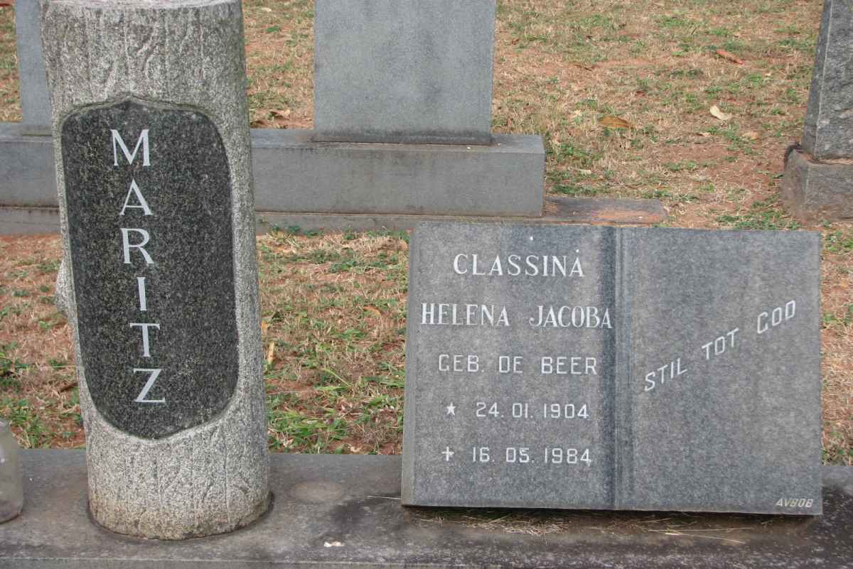 MARITZ Classina Helena Jacoba nee DE BEER 1904-1984