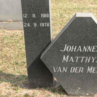 MERWE Johannes Matthys, van der 1918-1978