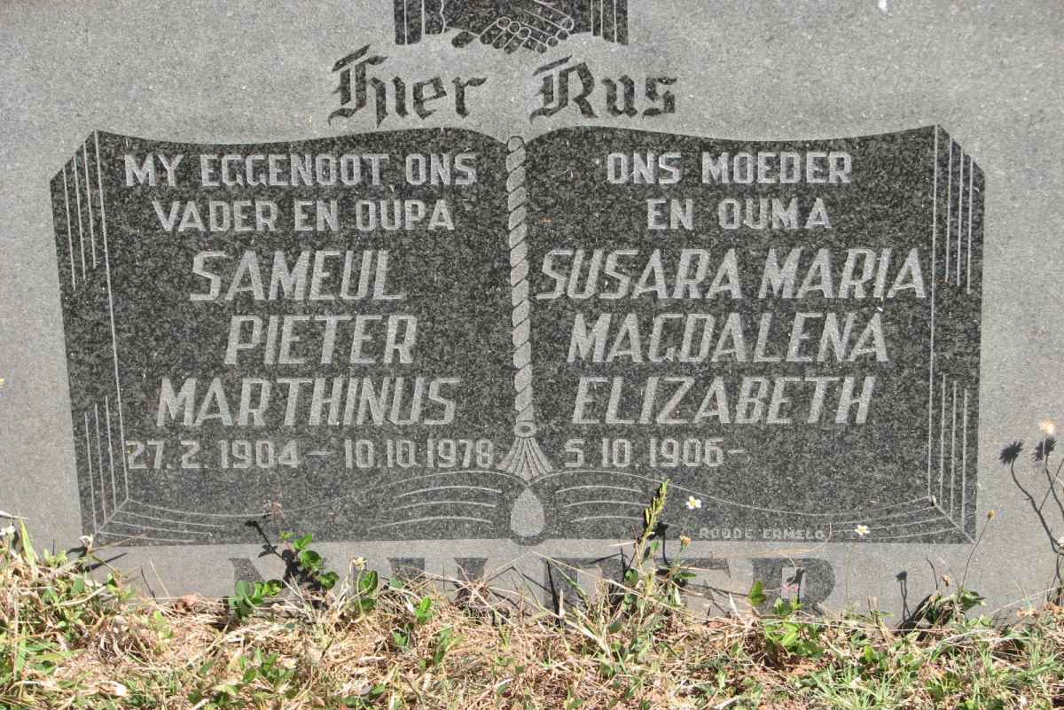 MULDER Sameul Pieter Marthinus 1904-1978 &amp; Susara Maria Magdalena Elizabeth 1906-