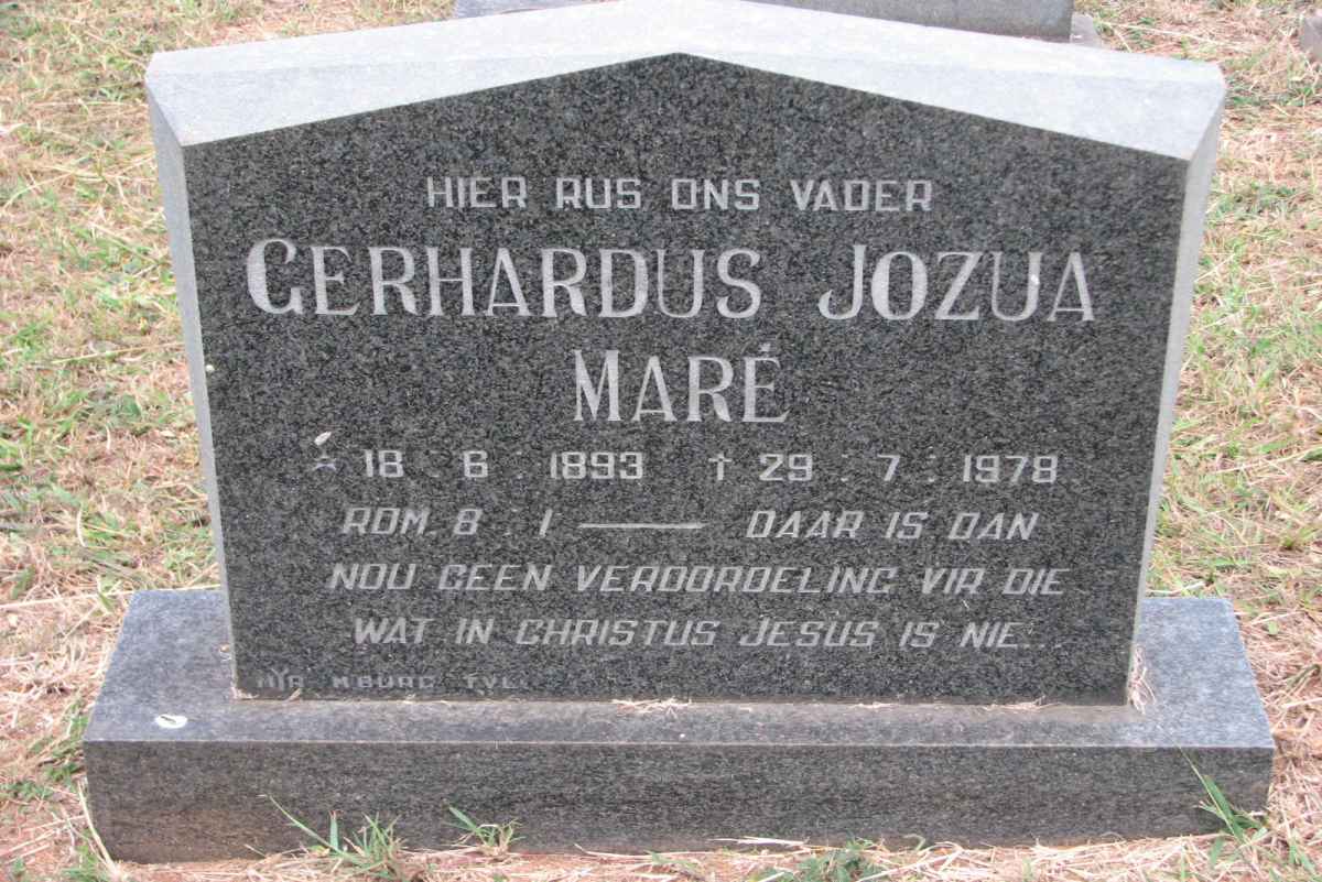 MARE Gerhardus Jozua 1893-1978