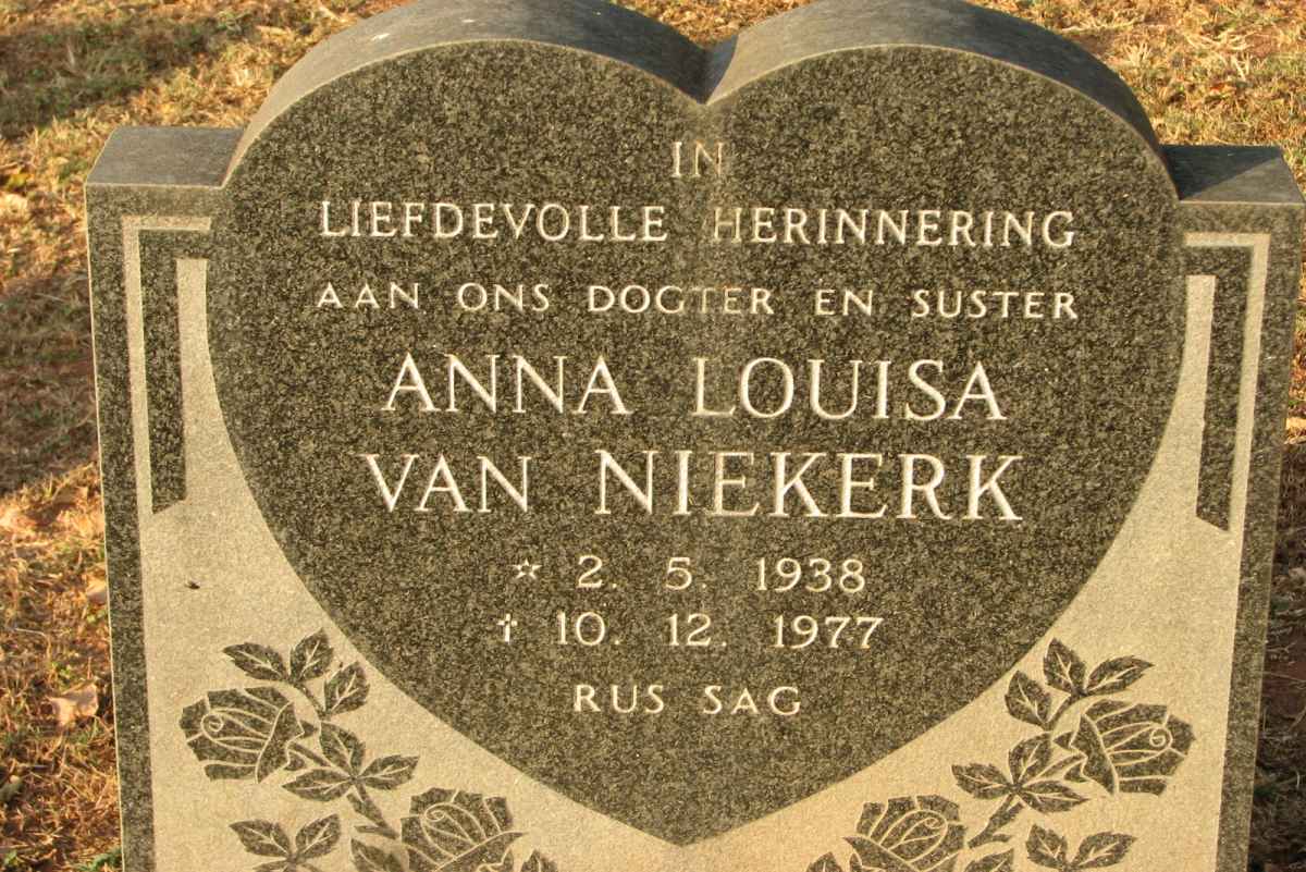 NIEKERK Anna Louisa, van 1938-1977