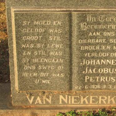 NIEKERK Johannes Jacobus Petrus, van 1936-1967